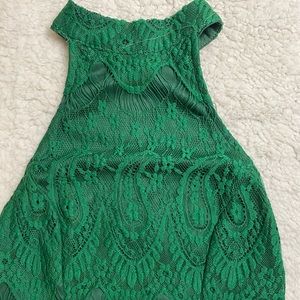 Green Lace Dress with Halter Top